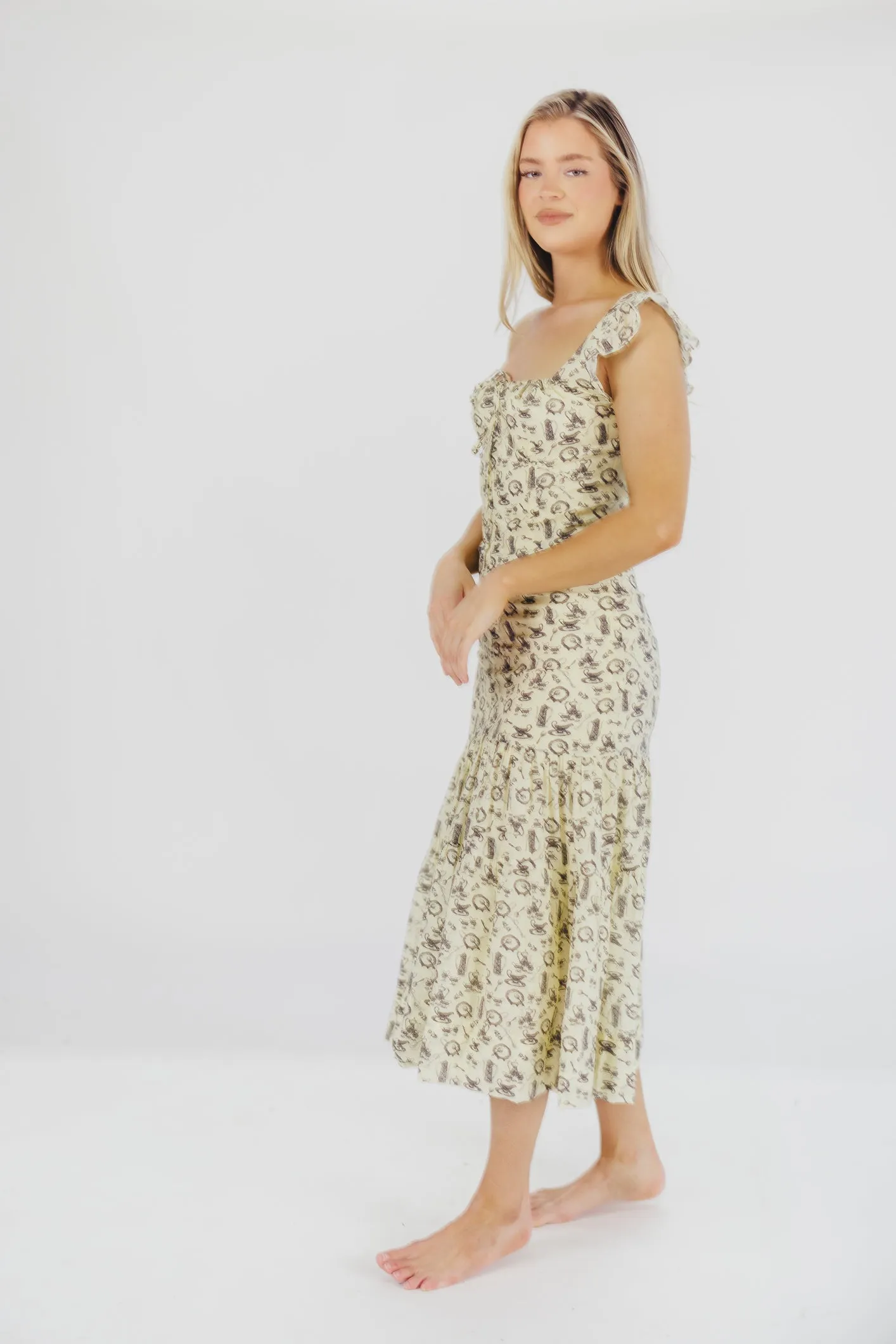 Emery Midi Dress in Vintage Tea (Sizes S-XL)