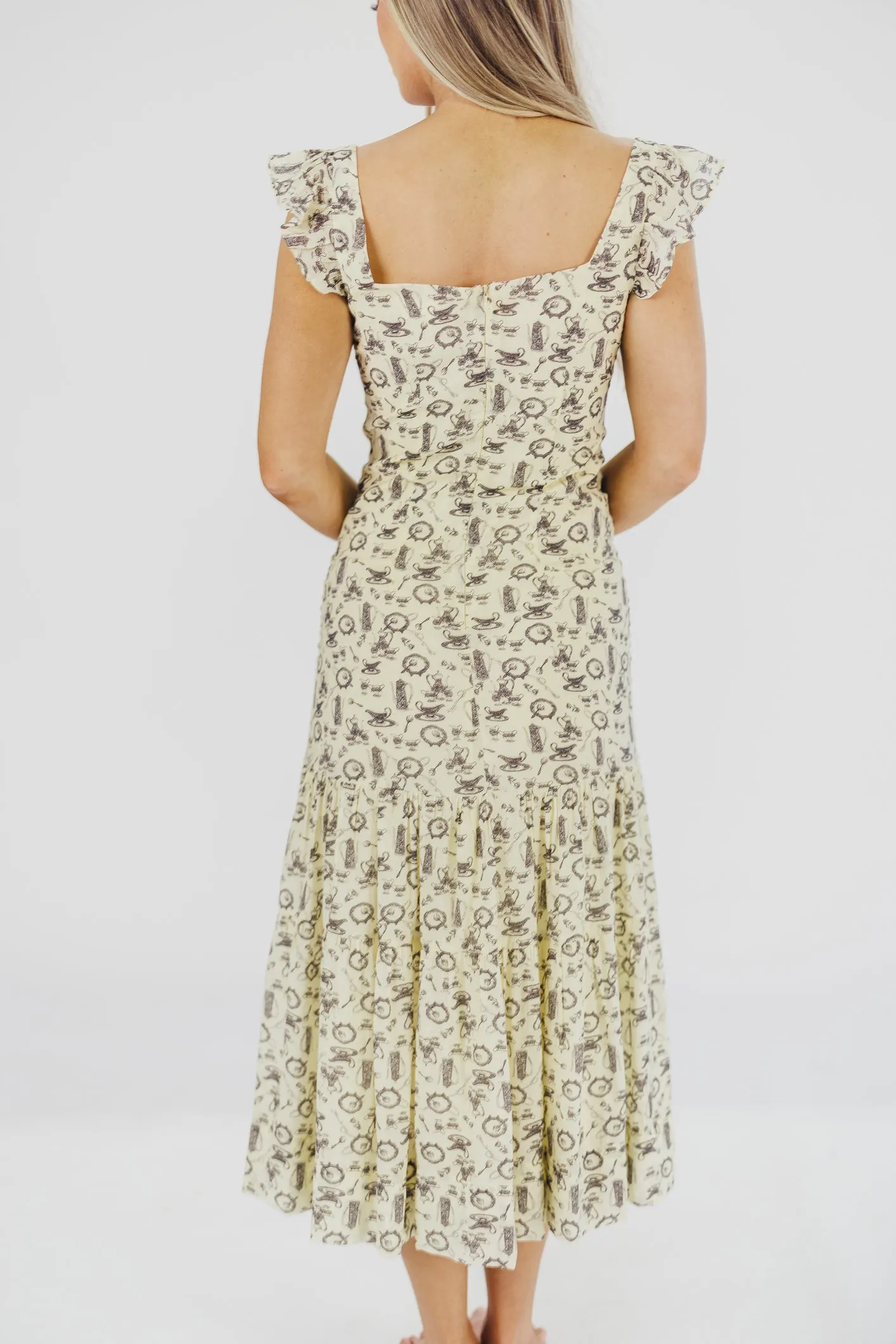 Emery Midi Dress in Vintage Tea (Sizes S-XL)