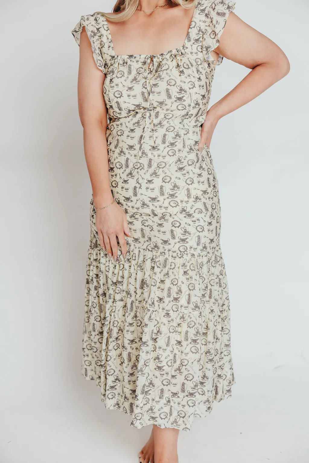 Emery Midi Dress in Vintage Tea (Sizes S-XL)