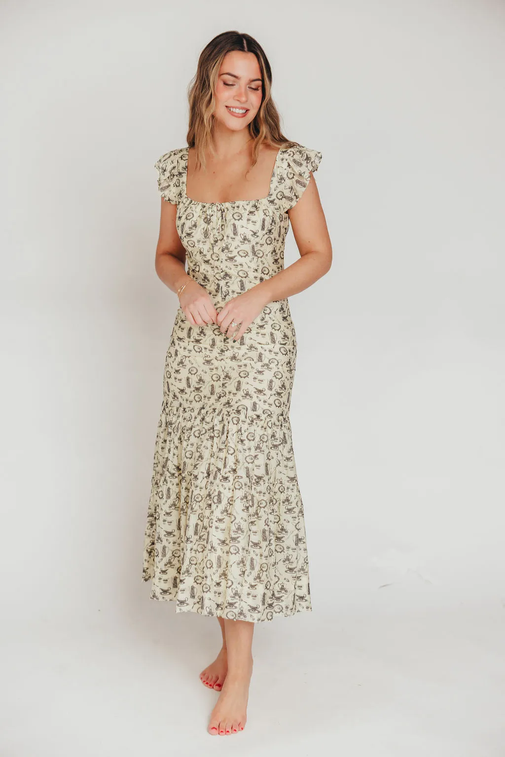 Emery Midi Dress in Vintage Tea (Sizes S-XL)