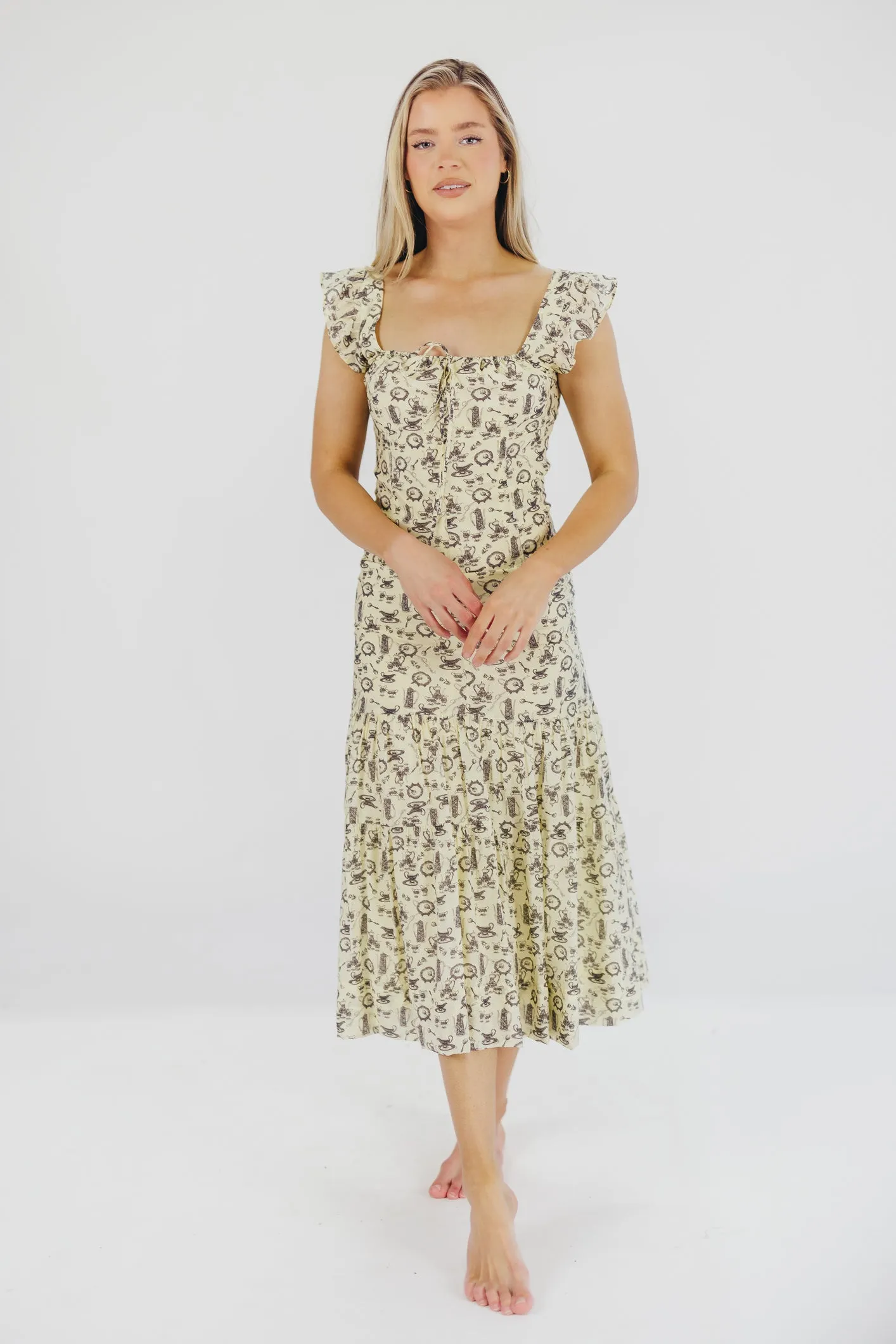 Emery Midi Dress in Vintage Tea (Sizes S-XL)