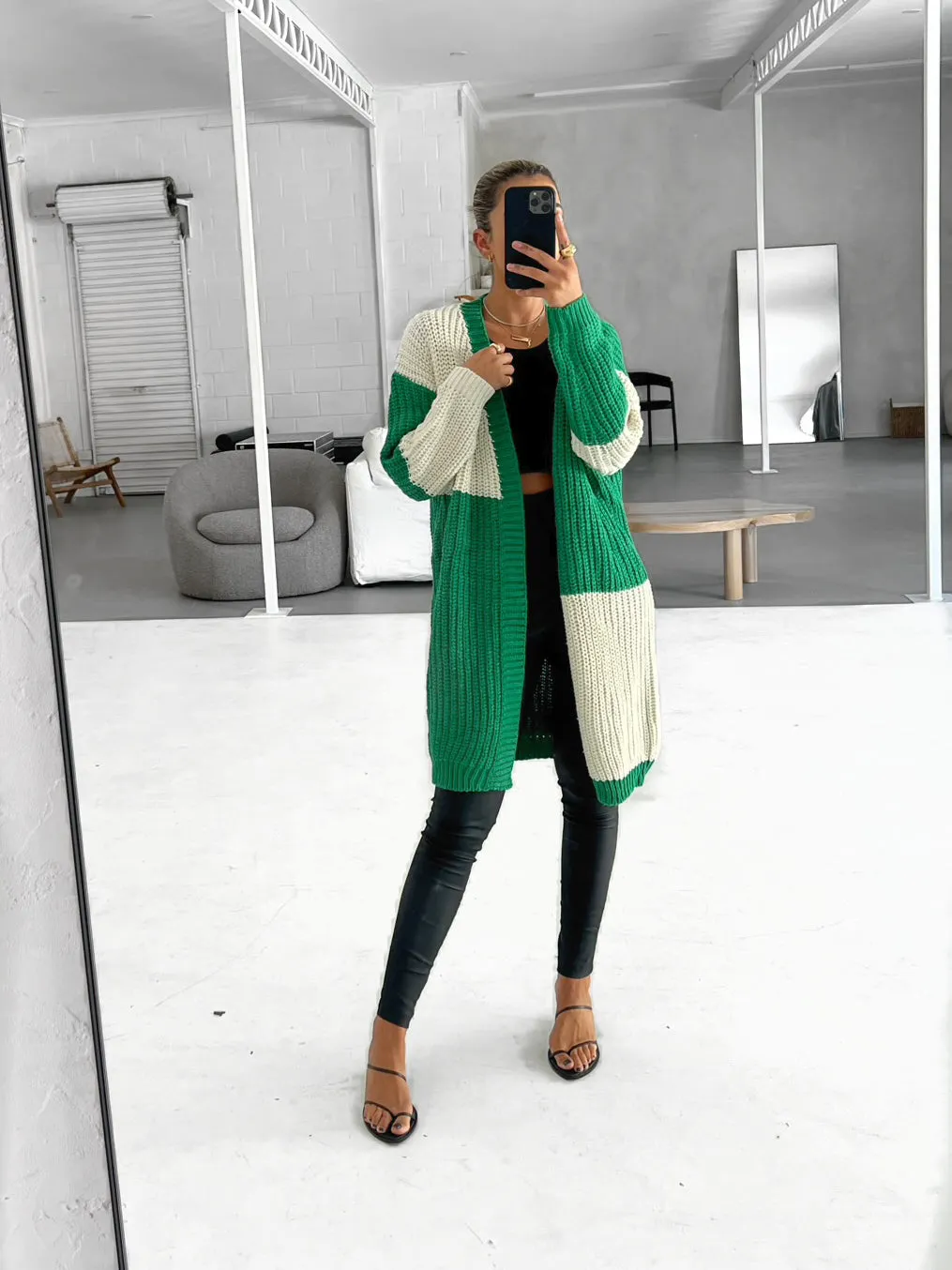 EMME Oversize Cardy - Emerald/Bone