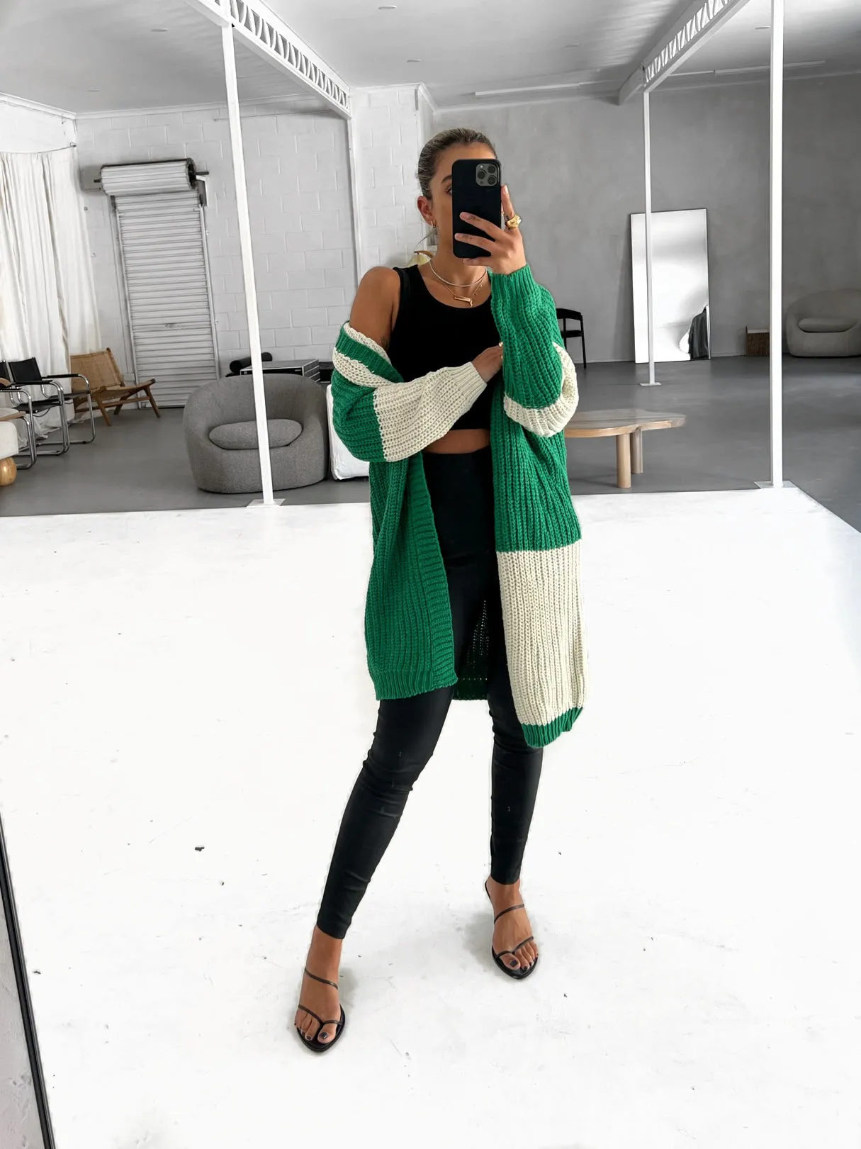 EMME Oversize Cardy - Emerald/Bone