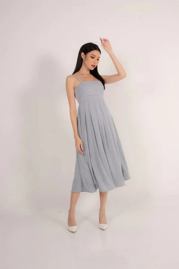 Euylia Pleated Midi Dress in Beau Blue