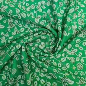 Exclusive Cambric Cotton Green Floral Print Fabric