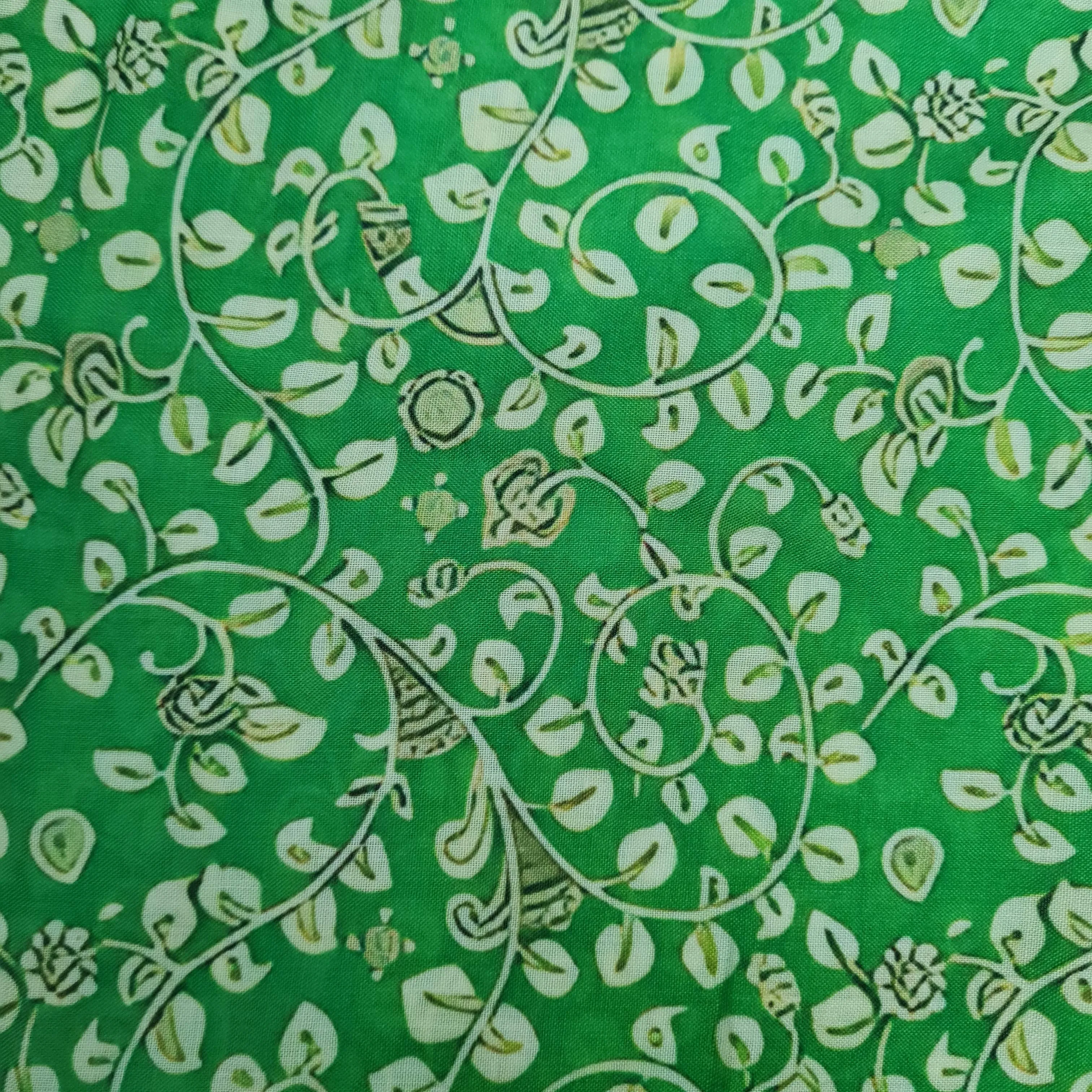 Exclusive Cambric Cotton Green Floral Print Fabric