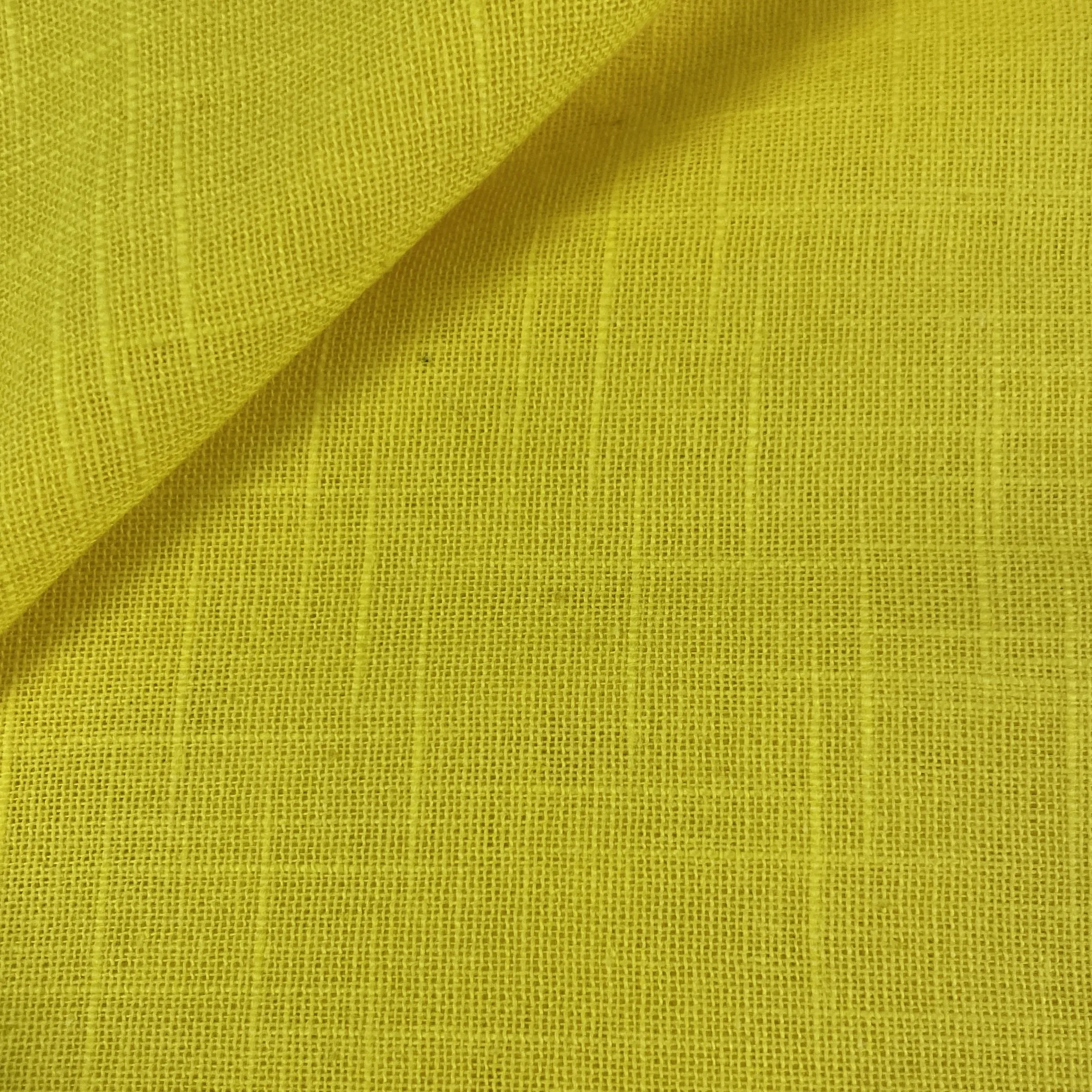 Exclusive Cotton Linen Slub Light Yellow Solid Fabric