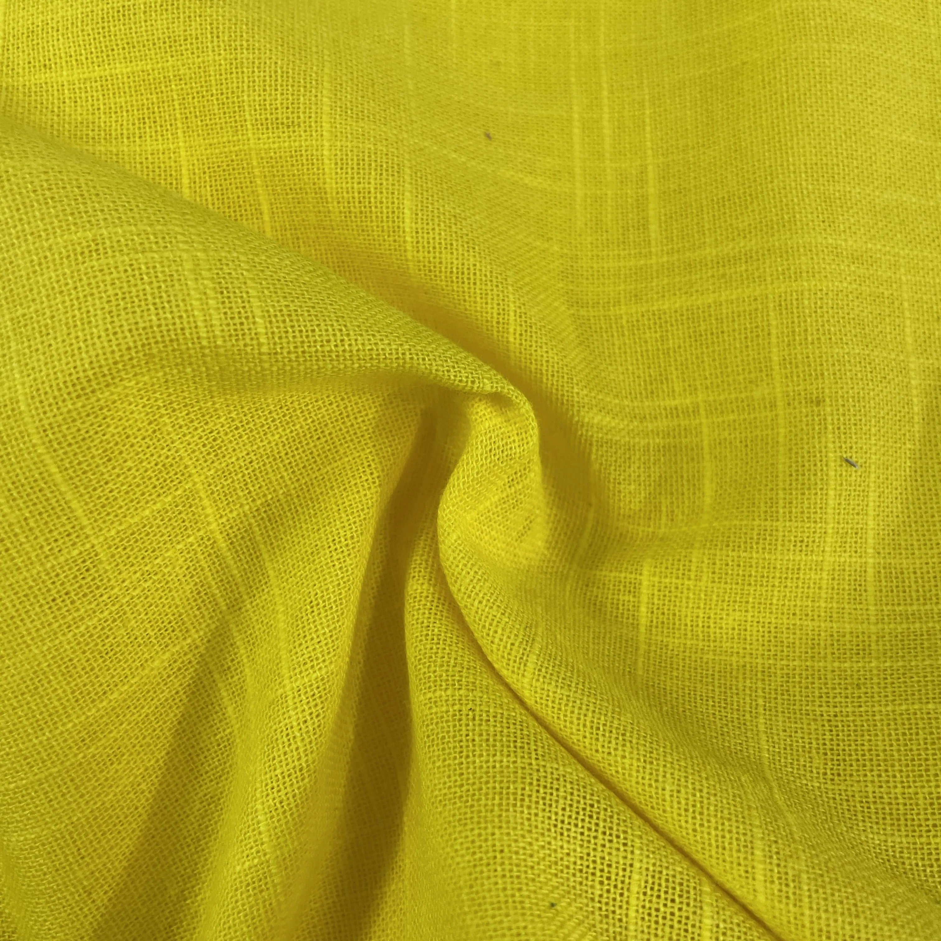 Exclusive Cotton Linen Slub Light Yellow Solid Fabric