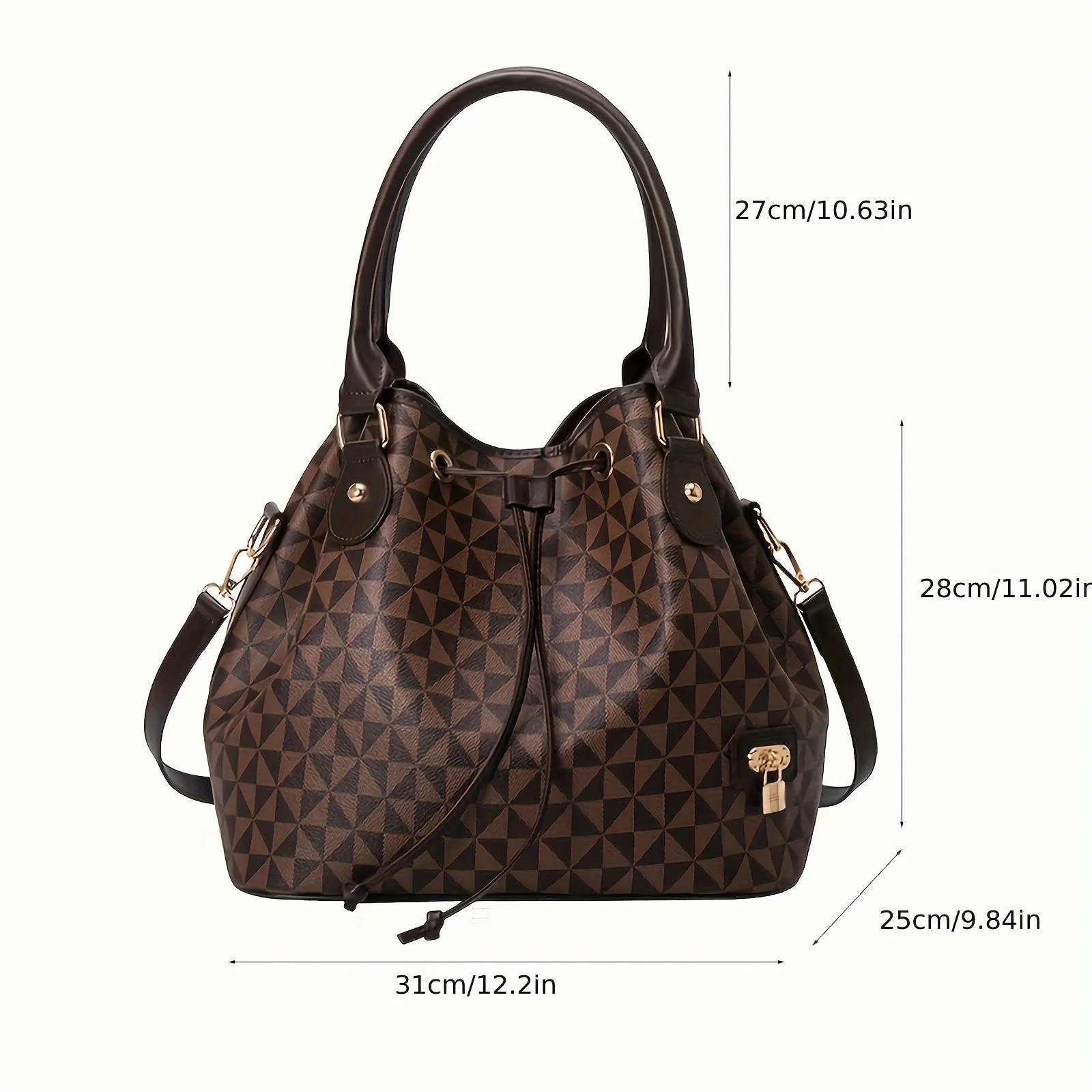 [Fast Arrival] Large Capacity Printed Bucket Bag - Women's Retro Fashion Shoulder Bag with Light Luxury Casual Design, Multiple Pockets and Adjustable Shoulder Strap -  New Arrival