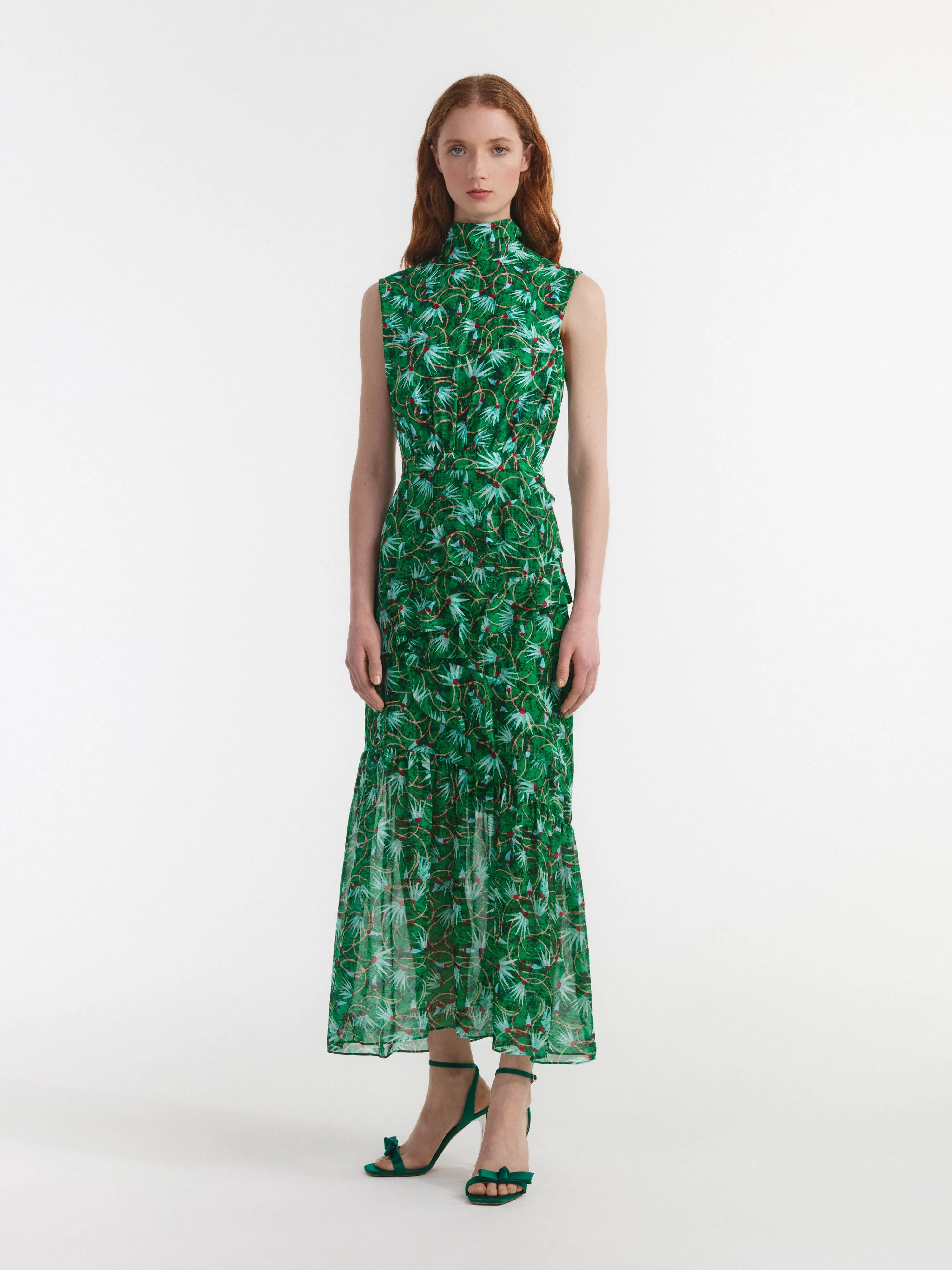 Fleur Ruffle Dress in Padma Emerald