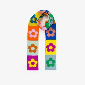 Flower Block Skinny Knit Scarf