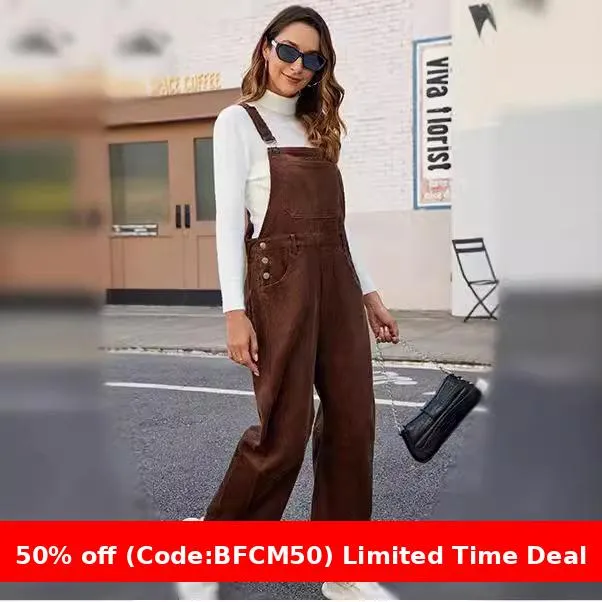 Flytonnshop business casual outfits Autumn and Winter New Corduroy Overalls Women's Fashion Loose Jumpsuit Women