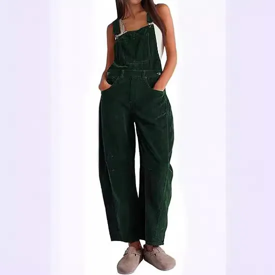 Flytonnshop business casual outfits Autumn and Winter New Corduroy Overalls Women's Fashion Loose Jumpsuit Women