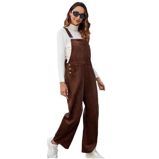 Flytonnshop business casual outfits Autumn and Winter New Corduroy Overalls Women's Fashion Loose Jumpsuit Women