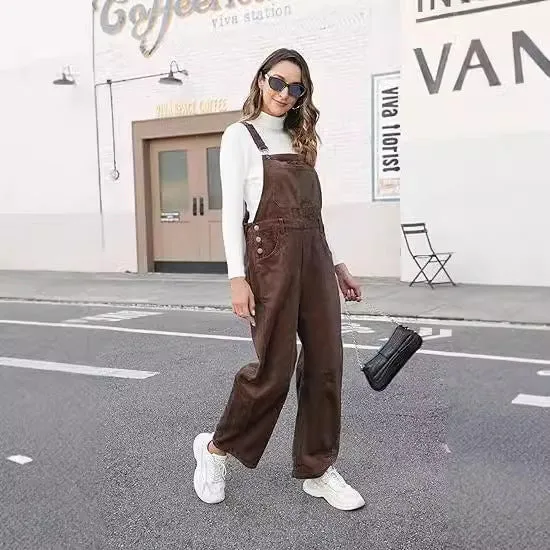 Flytonnshop business casual outfits Autumn and Winter New Corduroy Overalls Women's Fashion Loose Jumpsuit Women