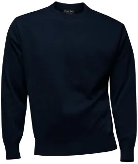 FRANCO PONTI Crew Neck - Mens Italian Merino Wool Blend - Navy