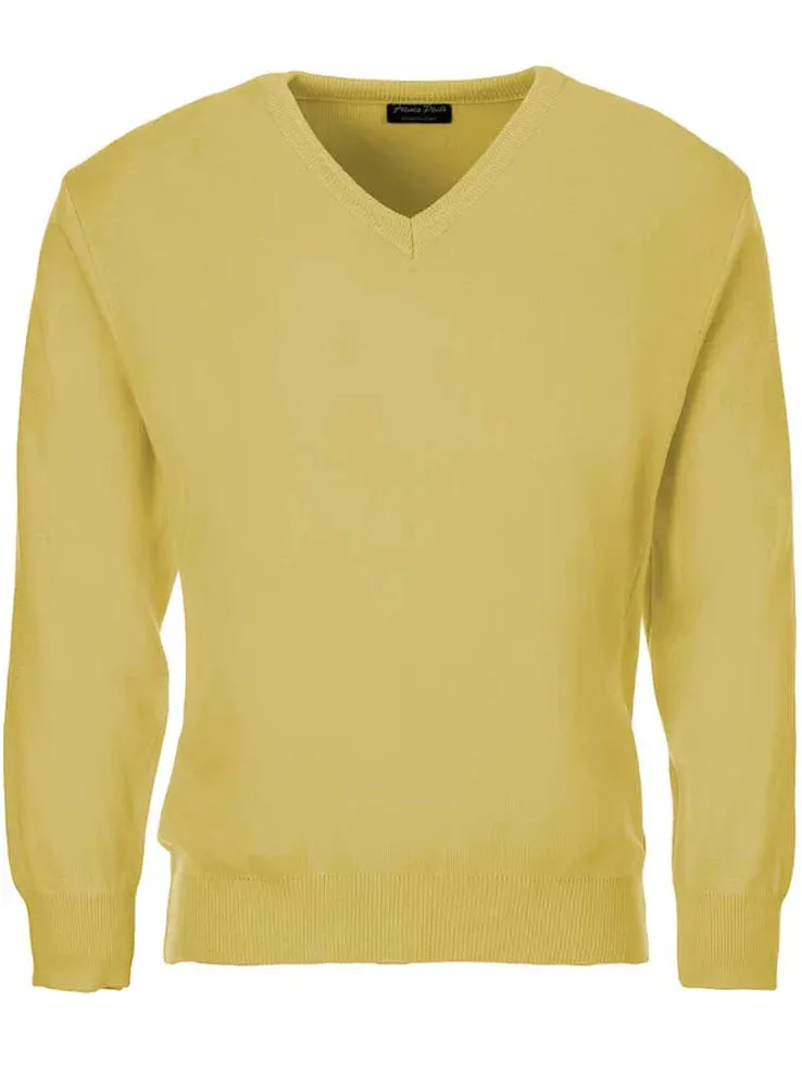 FRANCO PONTI V-Neck - Mens Italian Merino Wool Blend - Lemon