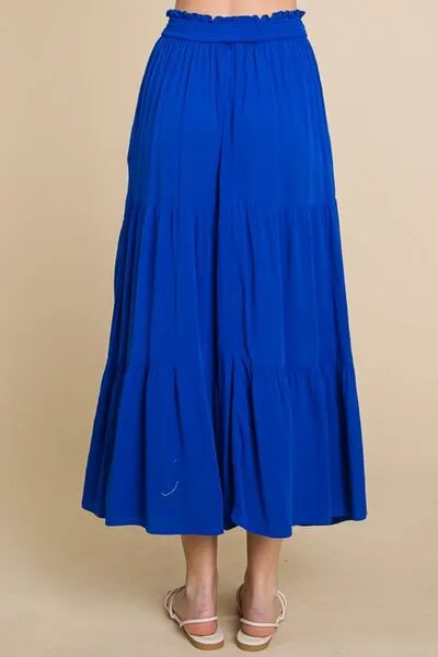 Full Size Frill Ruched Midi Skirt