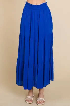 Full Size Frill Ruched Midi Skirt