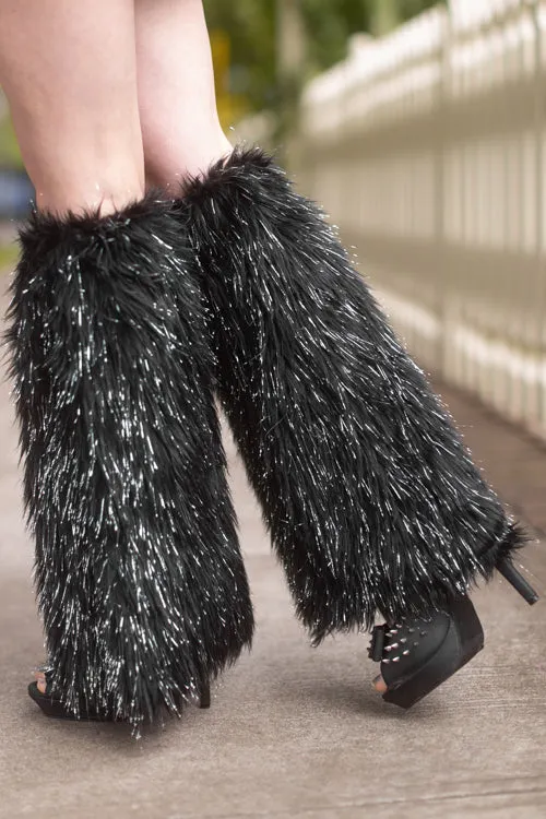 Furry Lurex Leg Warmers