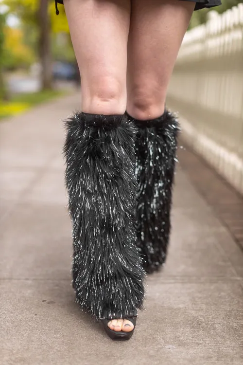 Furry Lurex Leg Warmers