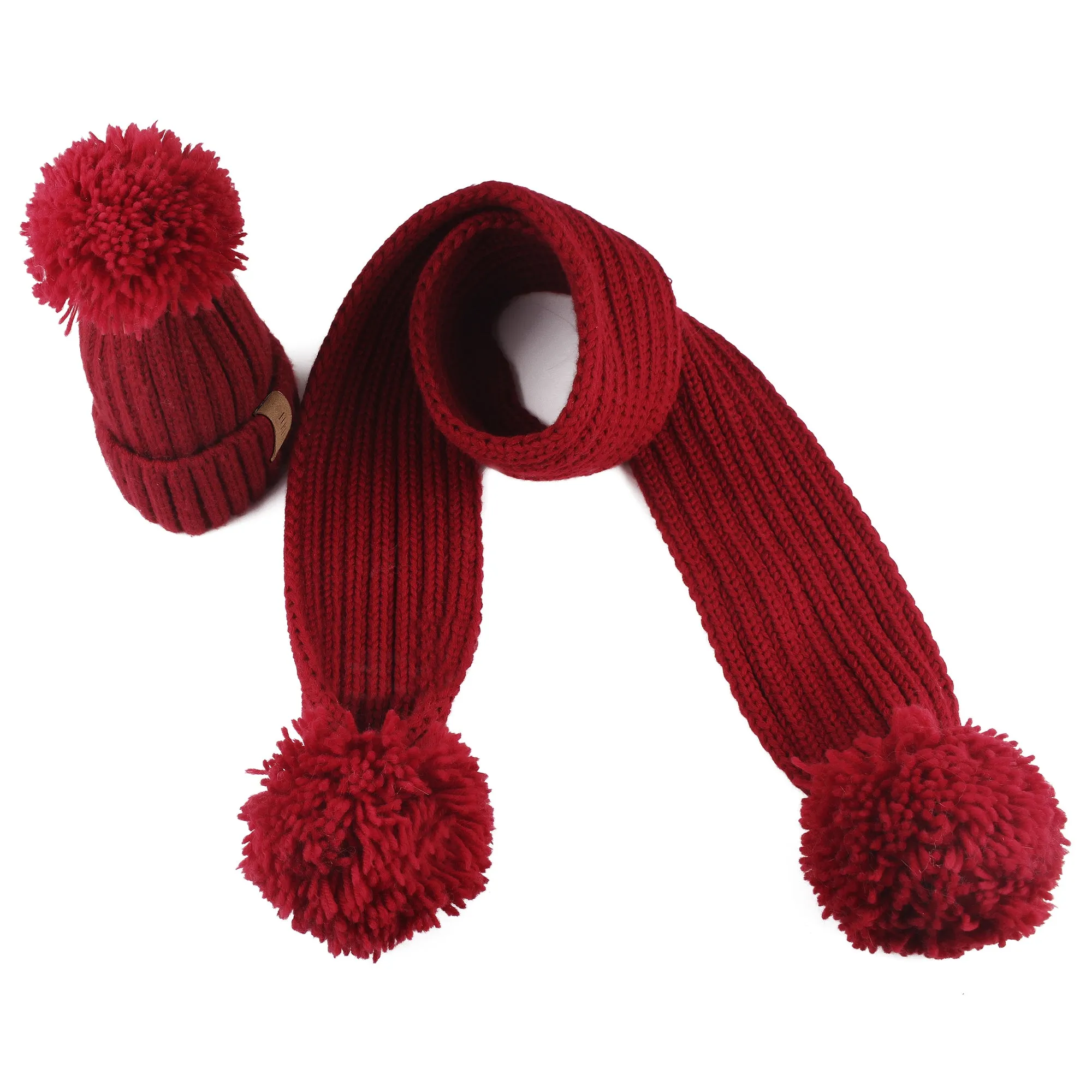 FURTALK Child Winter Yarn Pom Pom Hat Scarf Set HTWL029