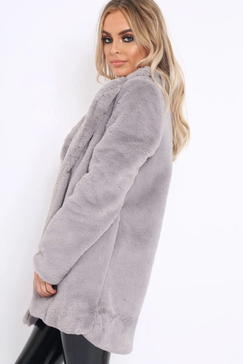 Grey Faux Fur Coat - Kinleigh