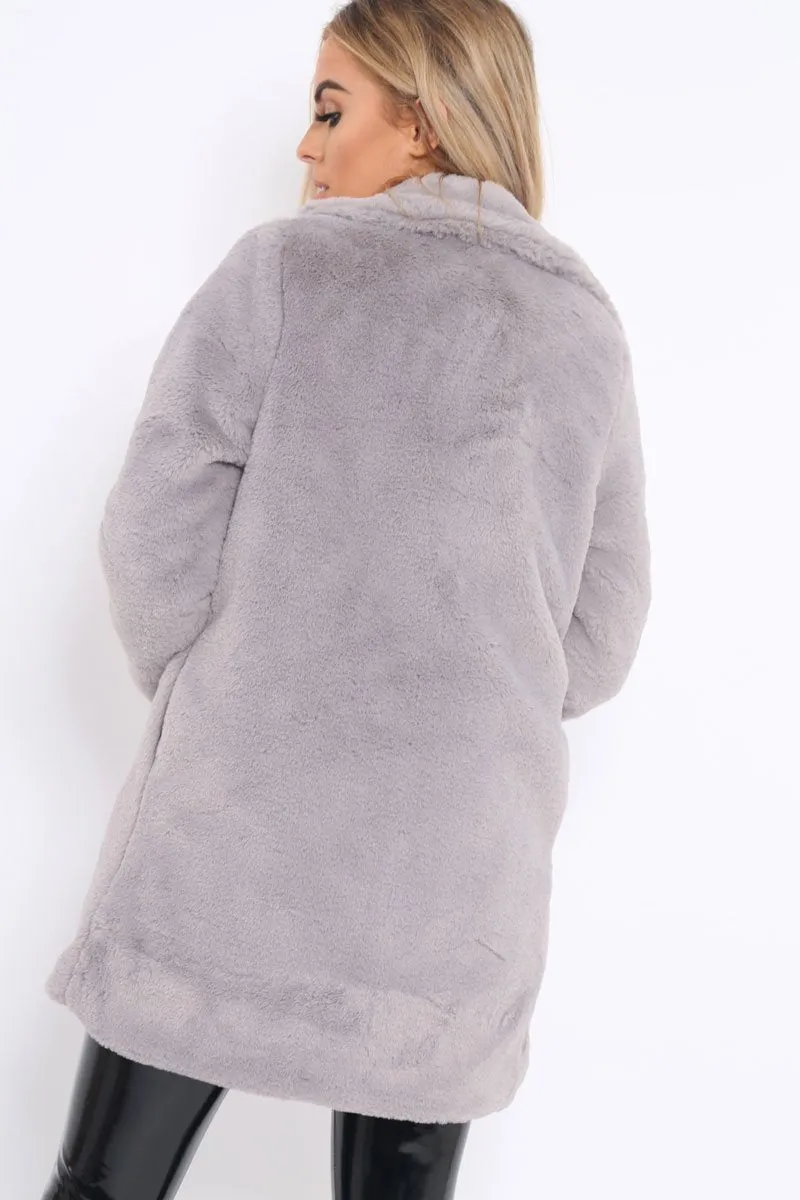 Grey Faux Fur Coat - Kinleigh