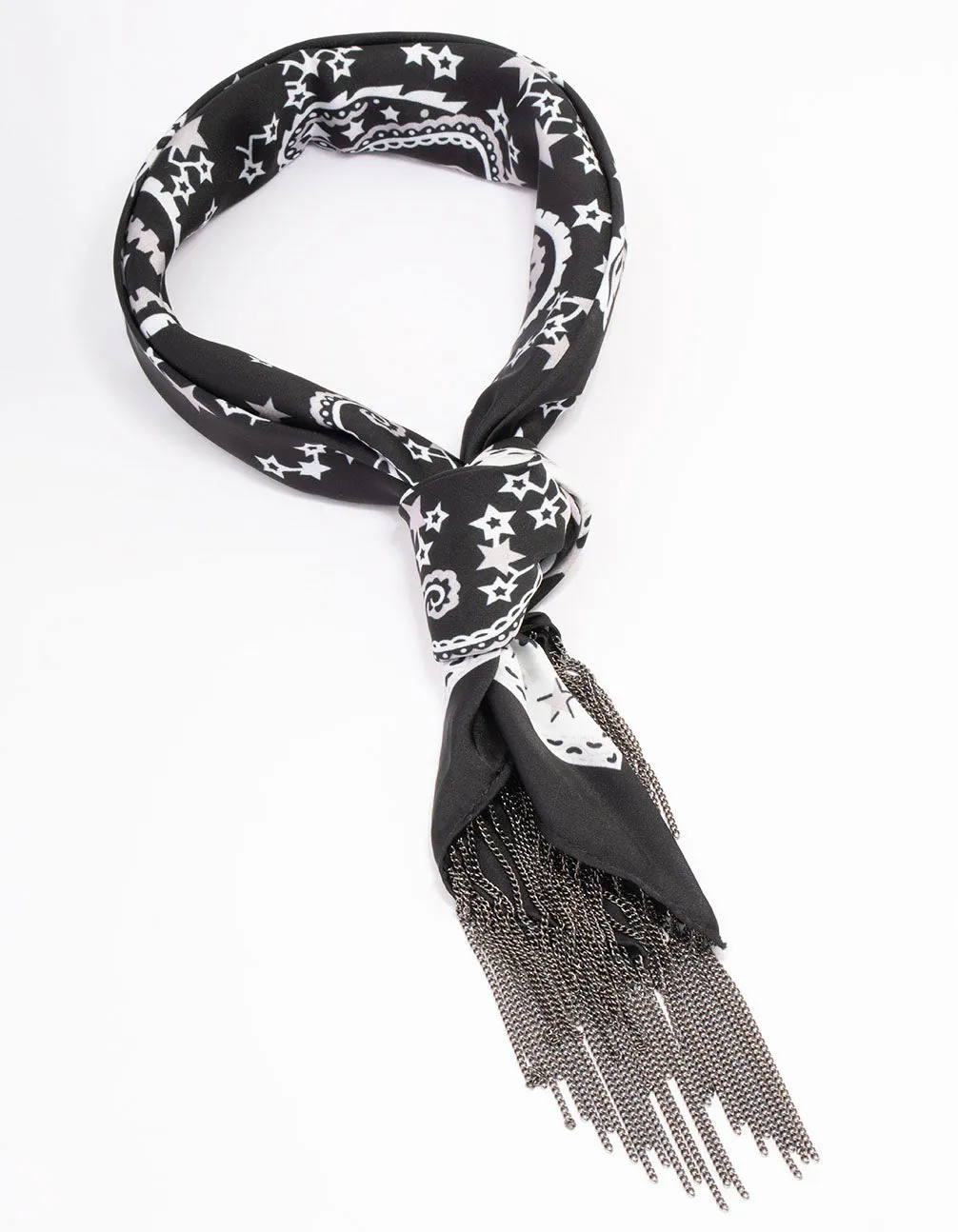 Gunmetal Star Western Fringe Scarf