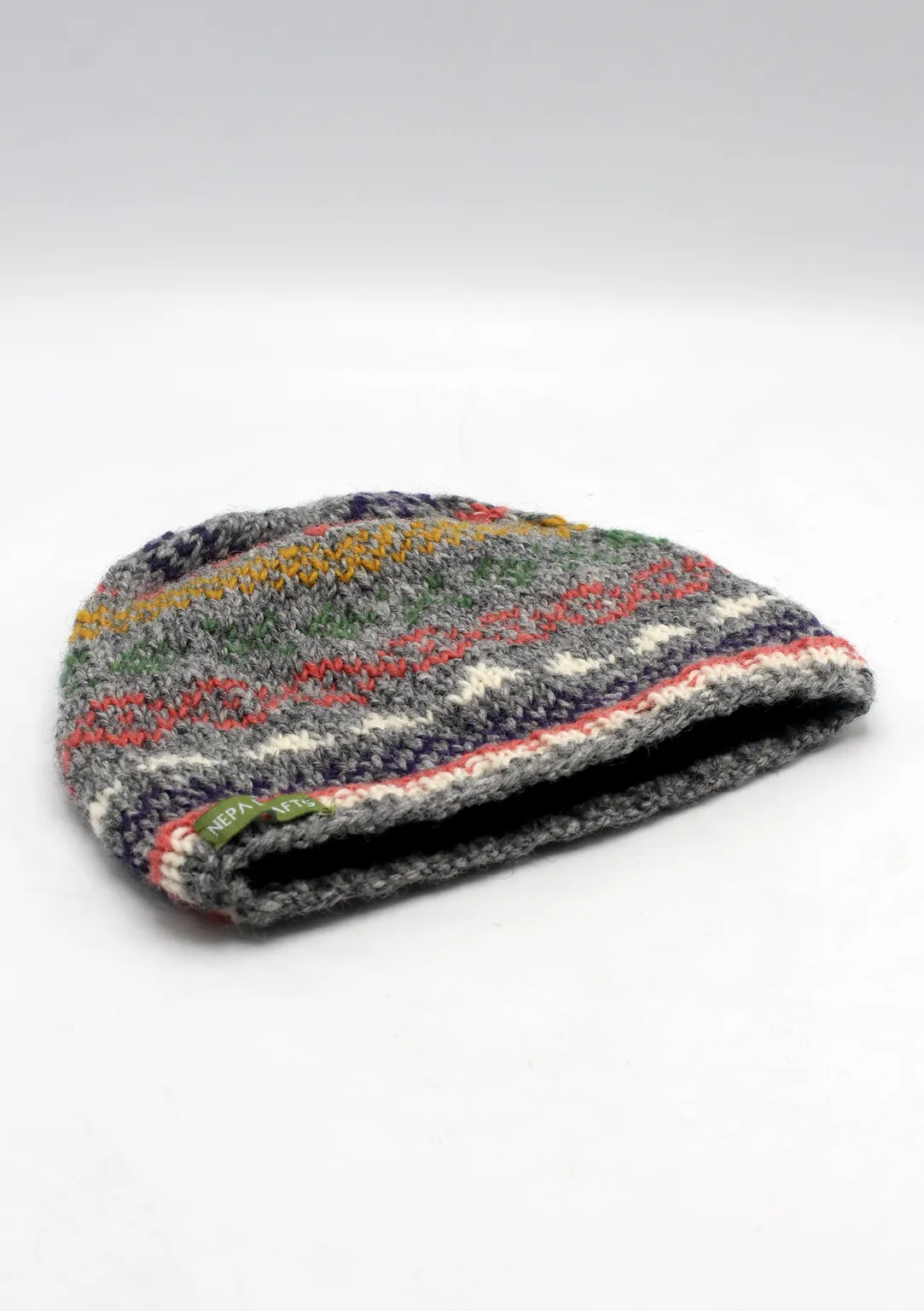 Handknited Brownish Multicolor Sherpa Beanies