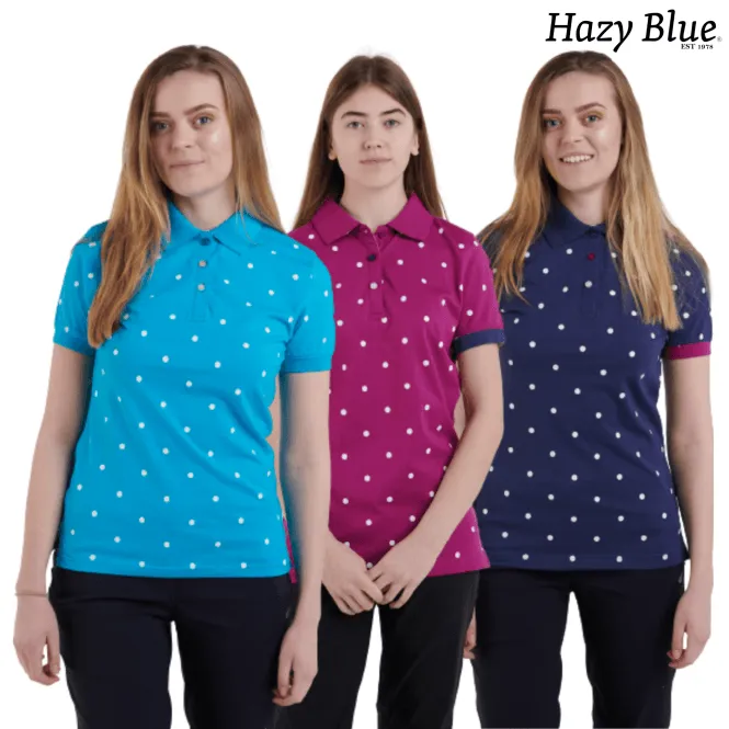 Hazy Blue Womens Short Sleeve Polo Shirt - Lilly