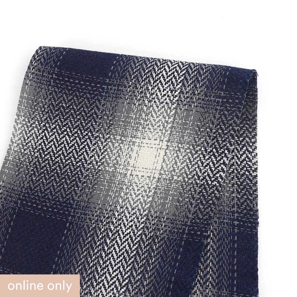 Hazy Herringbone Cotton Check - Navy / Ivory (remnant)