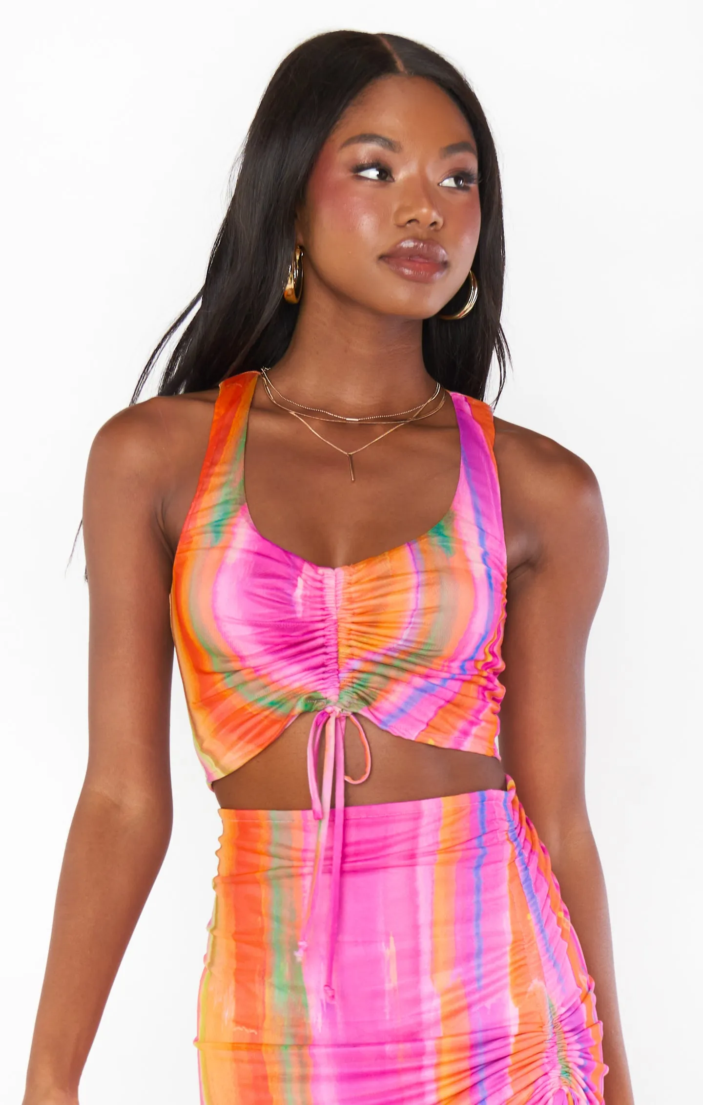 Hazy Top ~ Sunrise Stripe Mesh