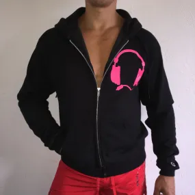 Headphone Hoodie Black / Pink