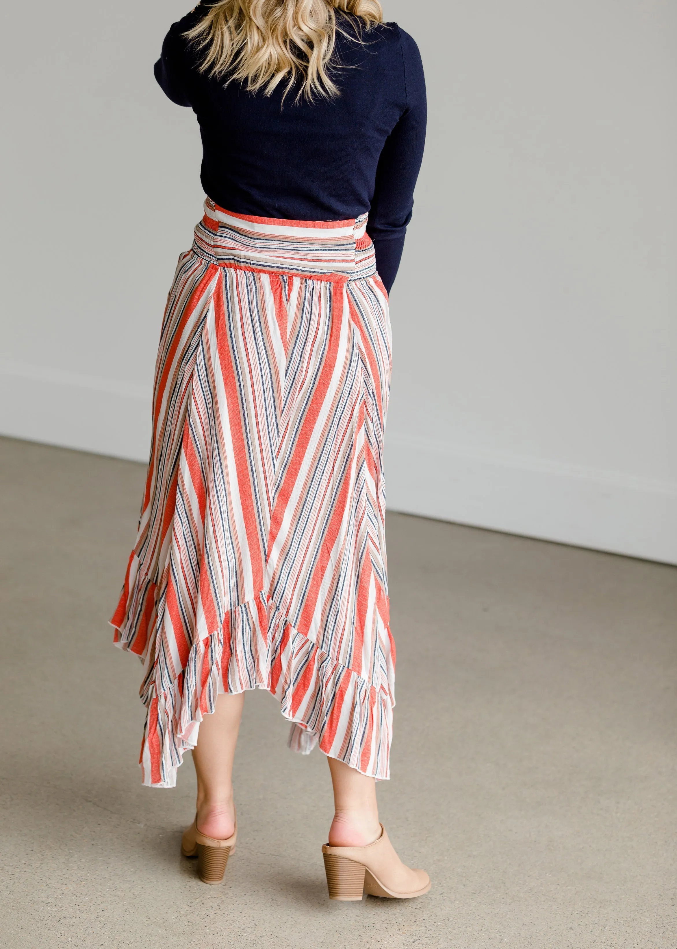 High Waist Hankerchief Hem Midi Skirt - FINAL SALE