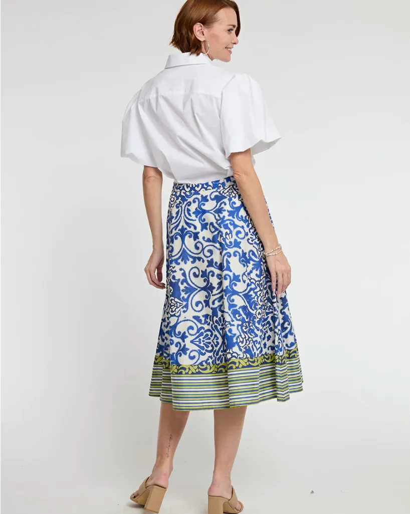 Hinson Wu Gloria Skirt Blue Tile