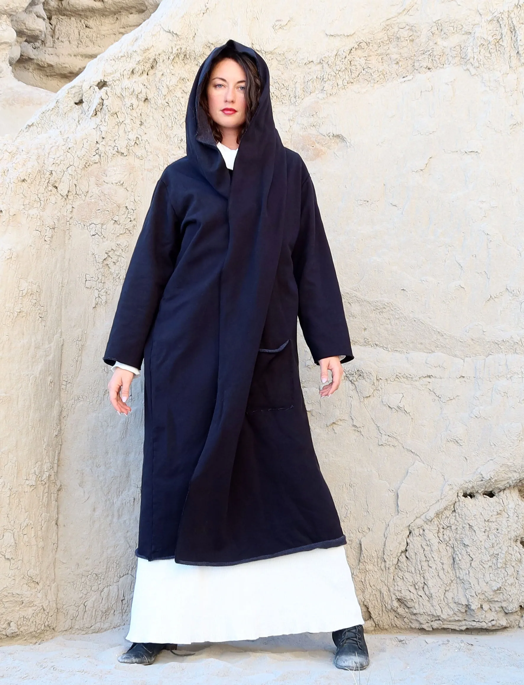 Hooded Winter Cocoon Below Knee Jacket