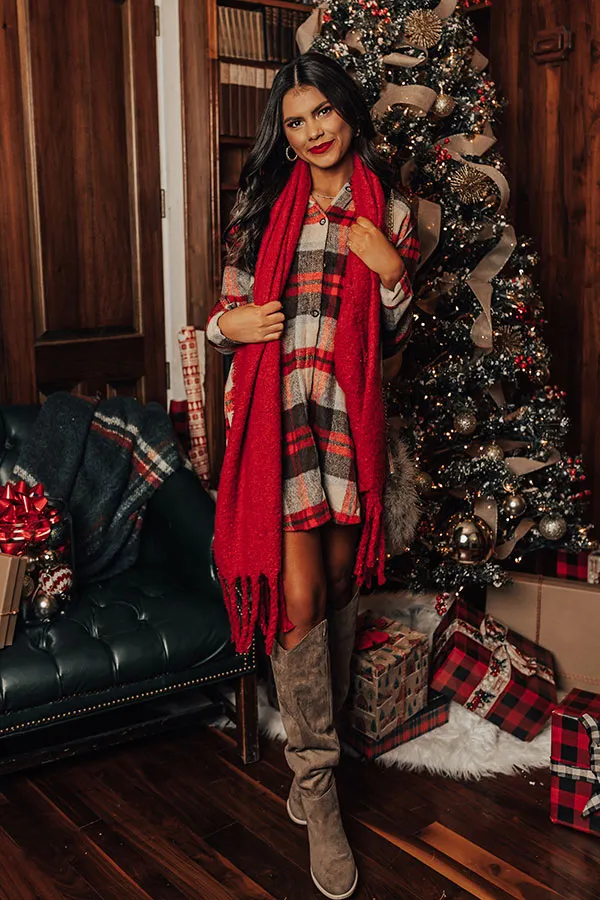 Hot Cocoa And Kisses Scarf In Red