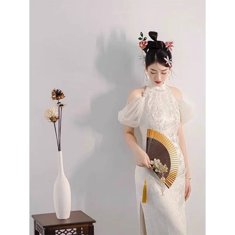 IKEARLAX  New Chinese Style Morning Gowns Women's Family Visiting Shoes Bride Engagement Dress High-End Affordable Luxury Niche Improved Cheongsam Banquet Dress