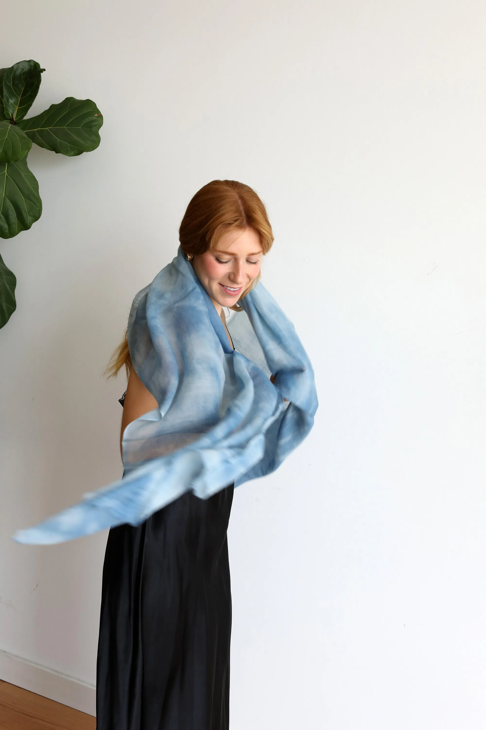 Indigo Wool Cloud Scarf