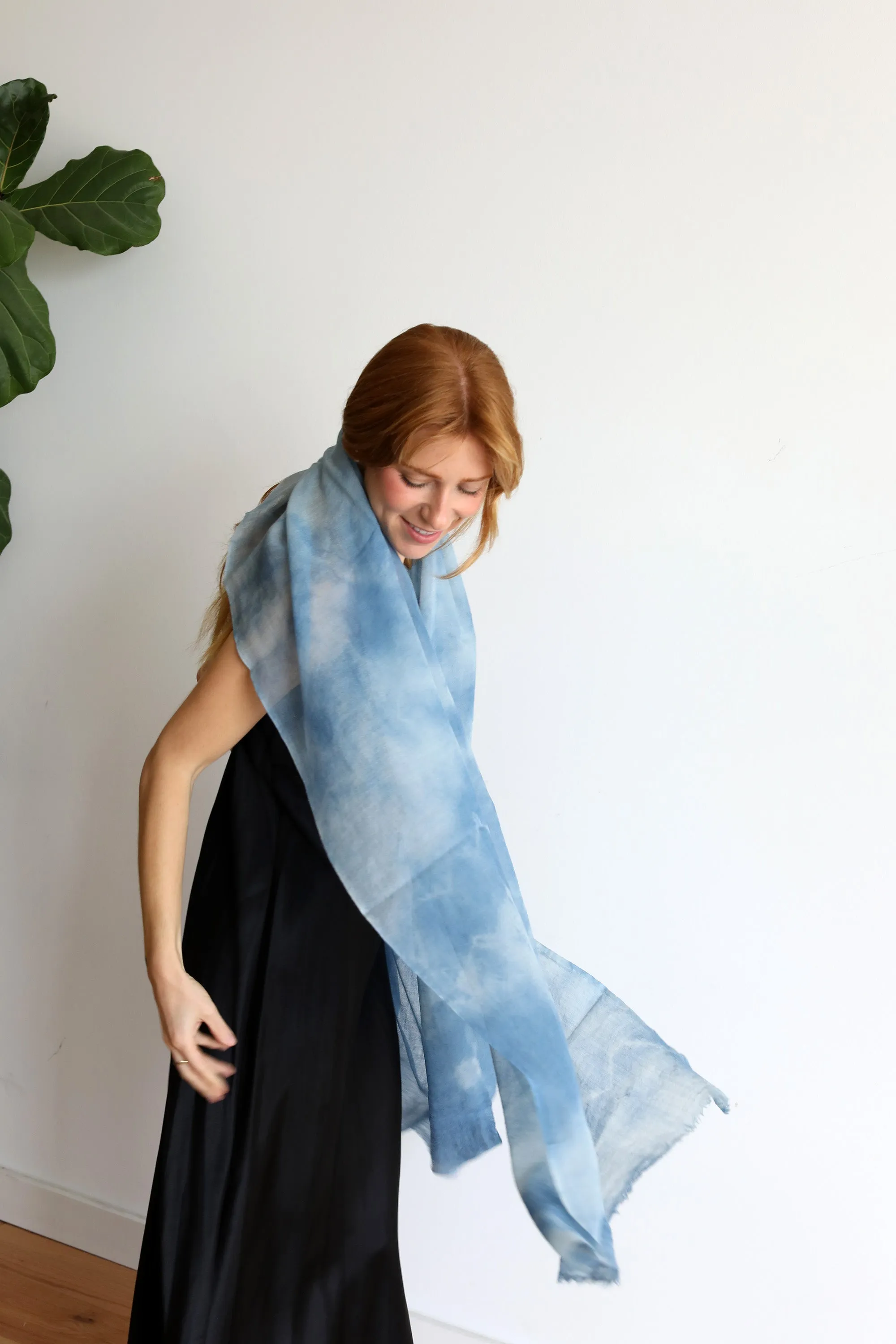 Indigo Wool Cloud Scarf