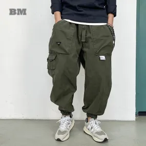 Japanese Streetwear Multi-Pocket Casual Harem Pants for Men - Korean Cargo Trousers