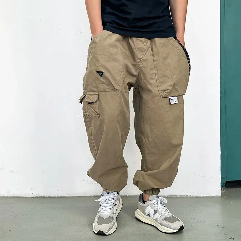 Japanese Streetwear Multi-Pocket Casual Harem Pants for Men - Korean Cargo Trousers