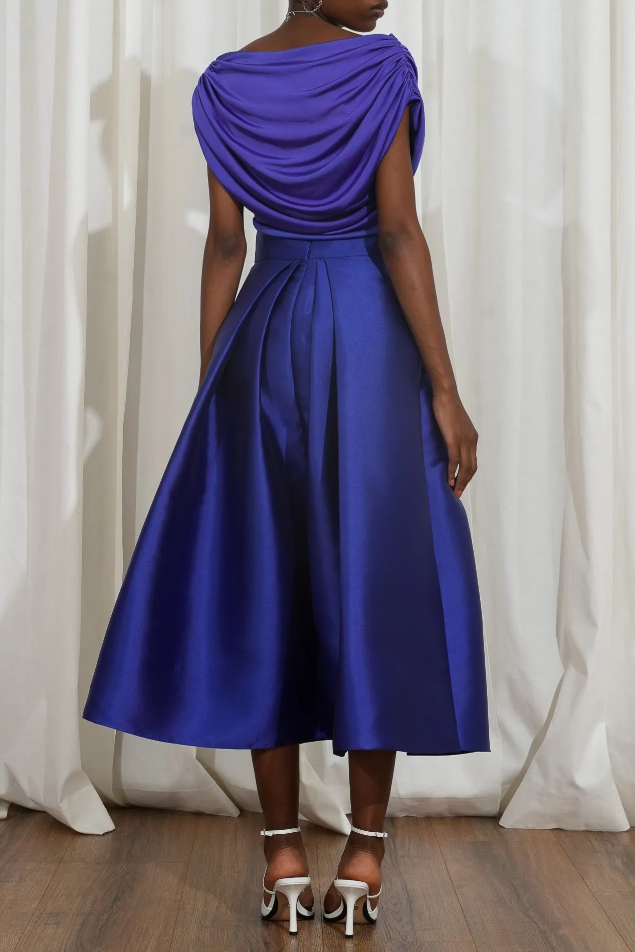 Jasmine Structured Mikado Skirt In Royal Blue