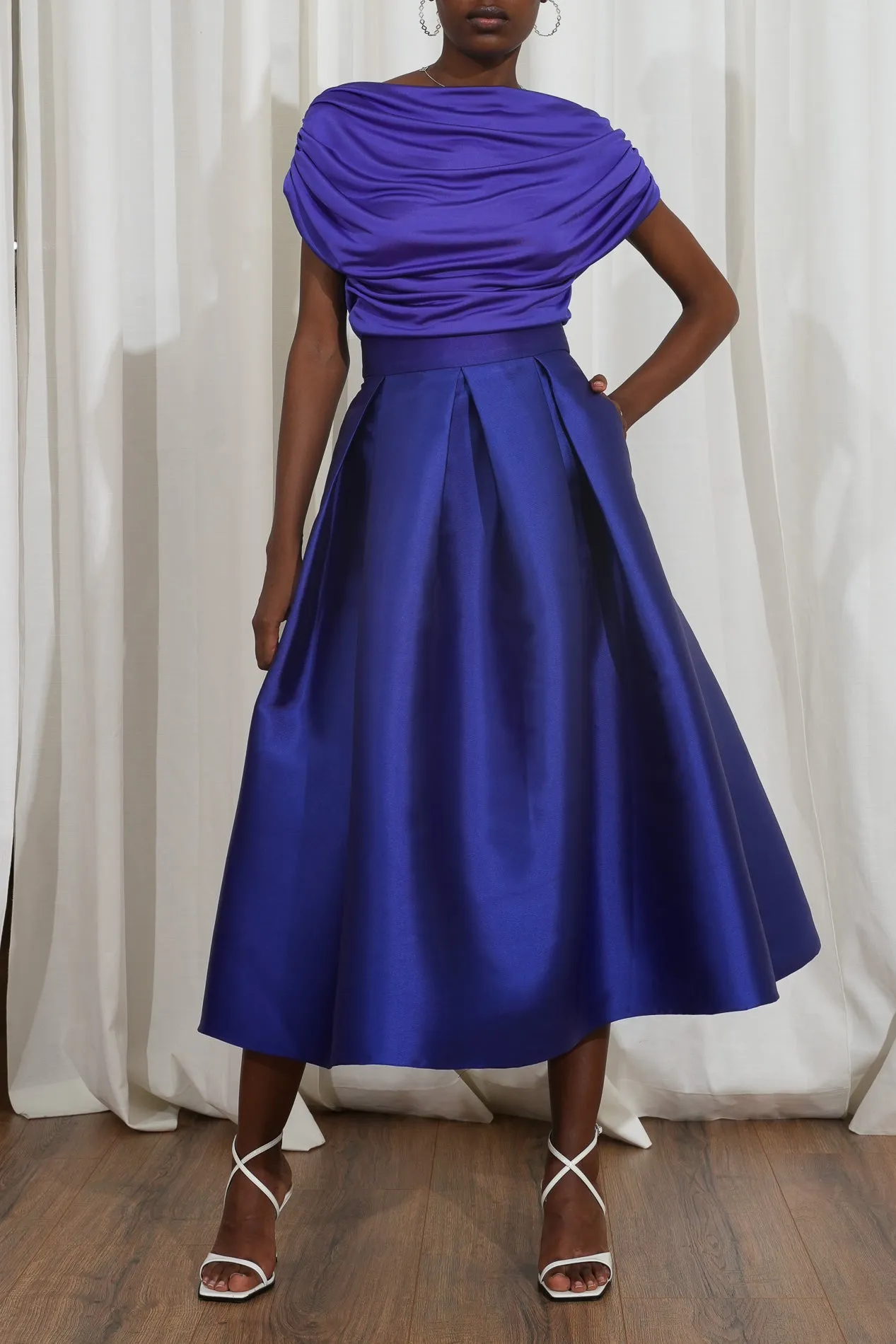 Jasmine Structured Mikado Skirt In Royal Blue