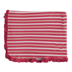 KicKee Pants Hopscotch Stripe Ruffle Double Layer Throw Blanket