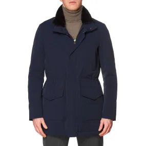 KITON KIRED "Pizzo" Navy Blue Padded Parka Jacket Coat Beaver Collar EU 50 US 40