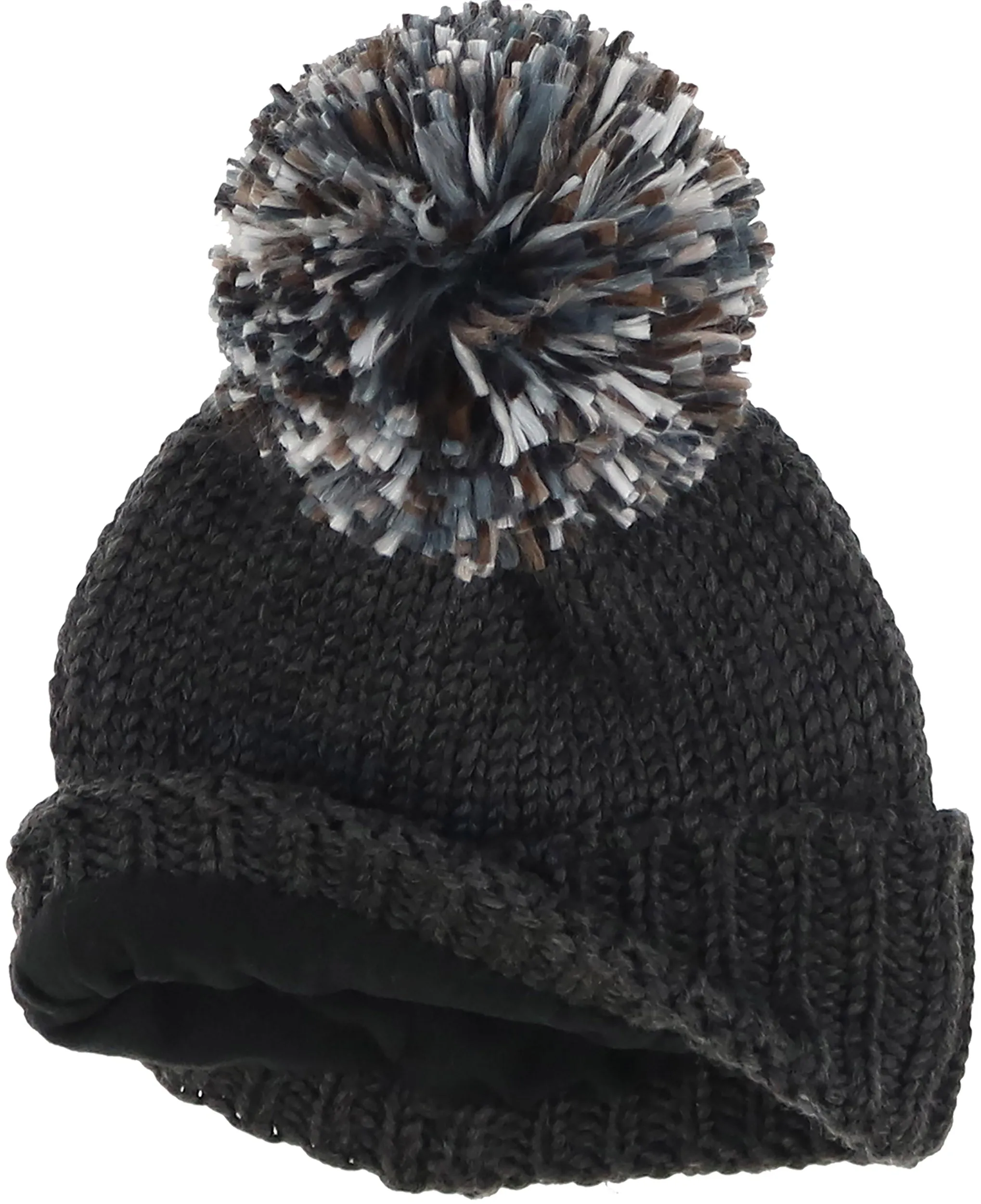 Knit Cuff Hat with Pompom & Fleece Lining