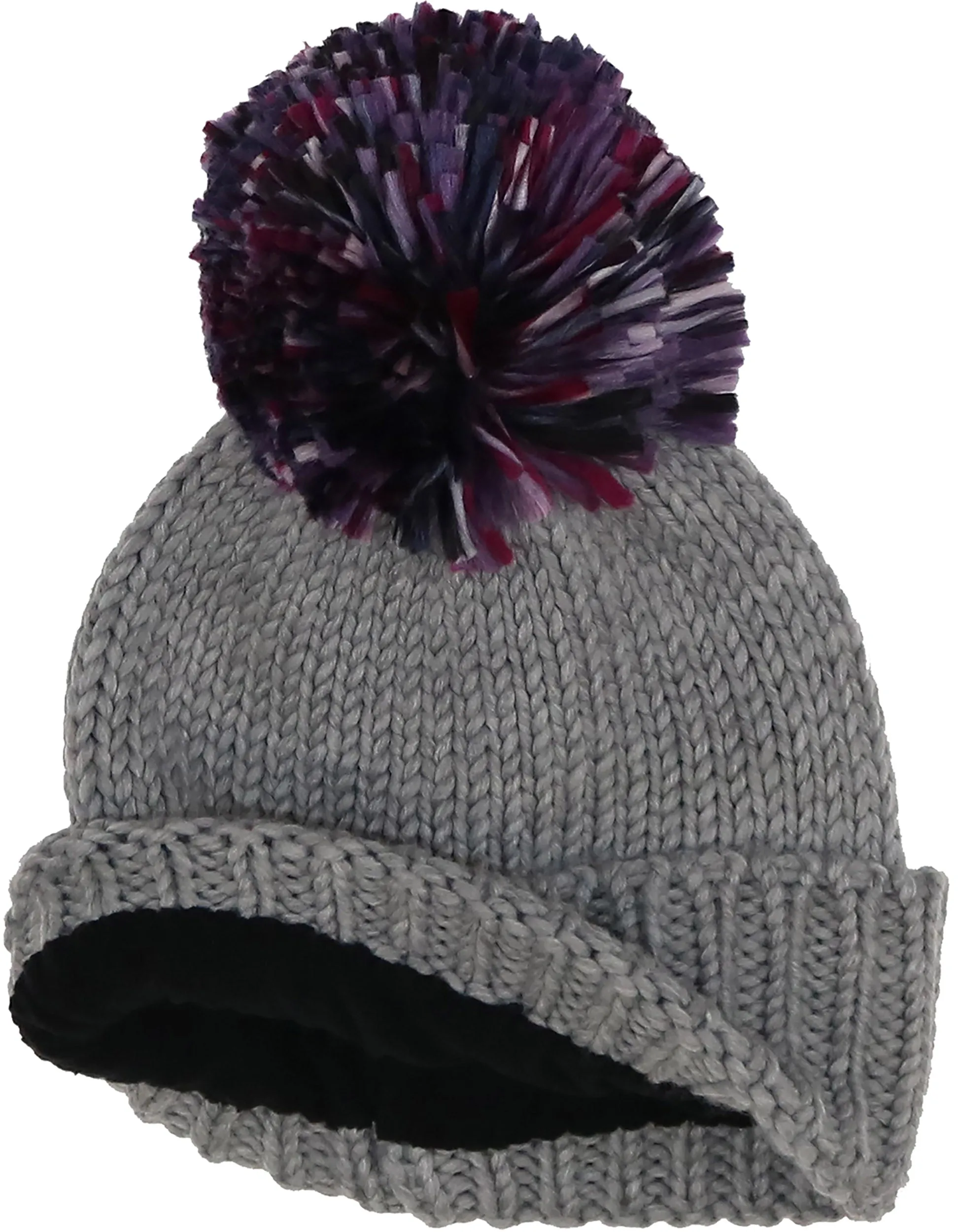 Knit Cuff Hat with Pompom & Fleece Lining