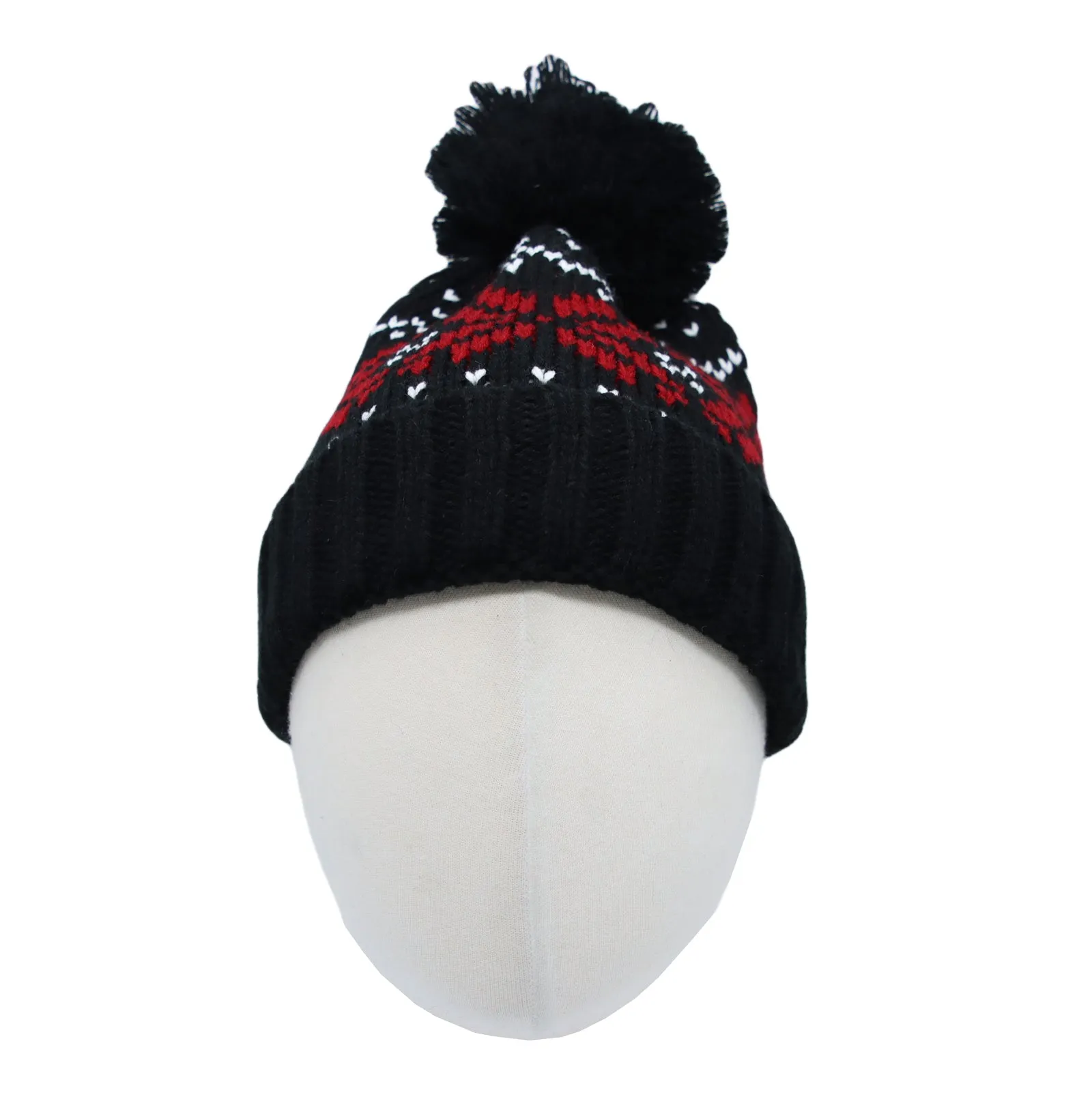 Knit Fair Isle Nordic Bobble Pom Beanie Hat JZP0026